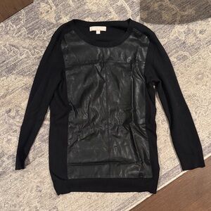 Banana Republic Black Sweater with Leather Panel